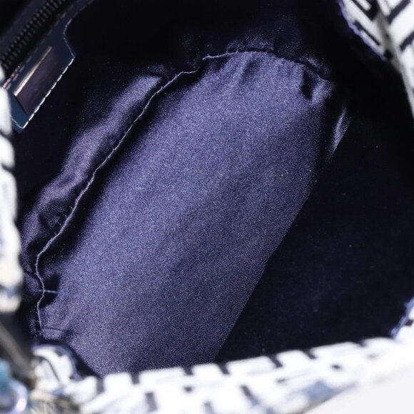 FENDI Zucchino Canvas Mamma Baguette Shoulder Bag Navy Gold Auth 139307 - Picture 10 of 16